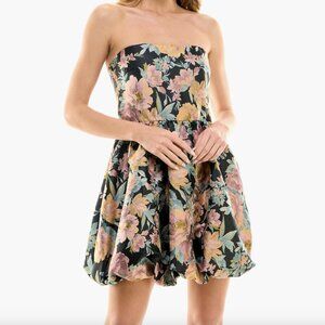 Socialite Floral Strapless Bubble Hem Minidress Size L [NWT]